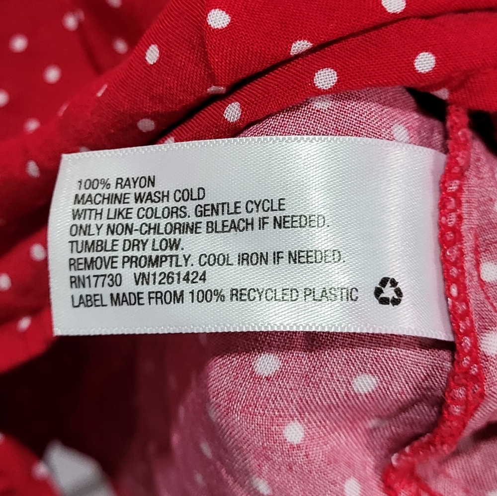 Mossimo Supply Co. Women's Red Polka Dot Tie-Front Peasant Blouse Size Small 🐈 - Picture 8 of 8